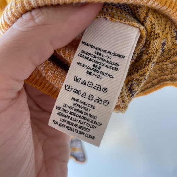Free People Mustard and Black Patterned Sweater - Picture 6 of 7
